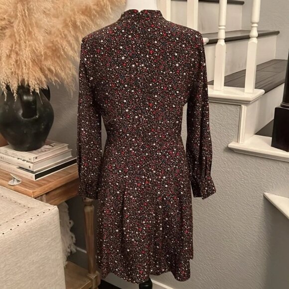 Madewell Balsam Tie-Neck Silk Dress in Starry Night - Picture 9 of 12
